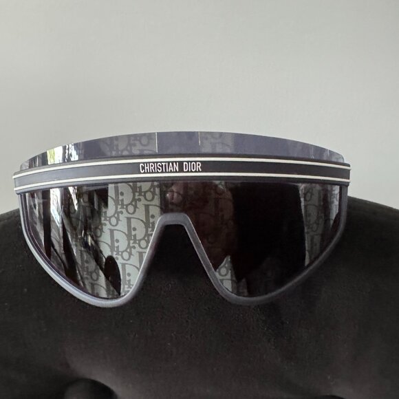 CHRISTIAN DIOR DIORCLUB M2U 31B8 MASK SILVER MIRROR BLUE DIOR lOGO SUNGLASSES. - Picture 13 of 17
